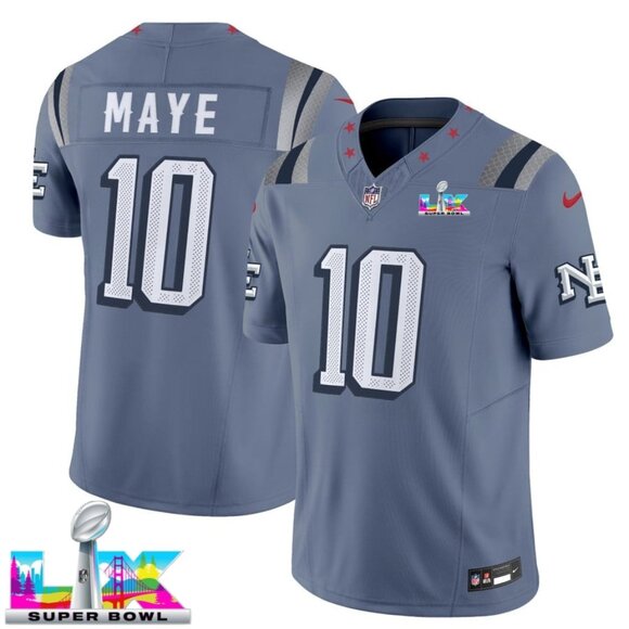 Mens or Youths Choose Drake Maye Super Bowl LX Stitched Jersey Storm Blue Vapor